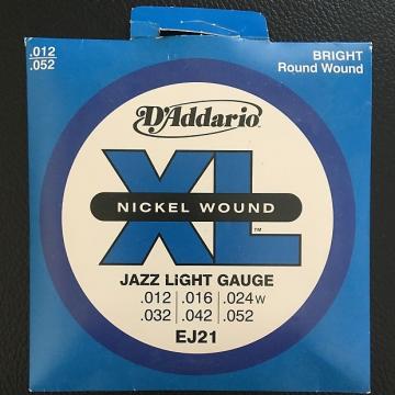 Custom D'Addario EJ21 Jazz Light Gauge Strings (.012-.052) Nickel Wound
