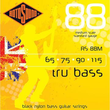 Custom Rotosound RS88M Tru Bass 88 Black Nylon Tapewound Medium Scale Strings 60-115