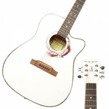Beginner 41&quot; Cutaway Folk Acoustic Wooden Guitar White