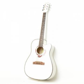 Beginner 41&quot; Cutaway Folk Acoustic Wooden Guitar White