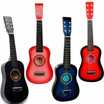 4Pcs 23&quot; Black Pink Blue and Red Acoustic Guitar &amp; Pick &amp; Strings for Boys and Girls
