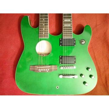 Custom Ibanez JEM Green Double Neck Acoustic Electric 6 6 Strings Guitar