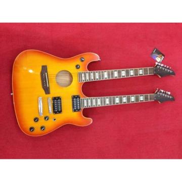Custom Ibanez JEM 7V Sunburst Double Neck Acoustic Electric 6 6 Strings Guitar