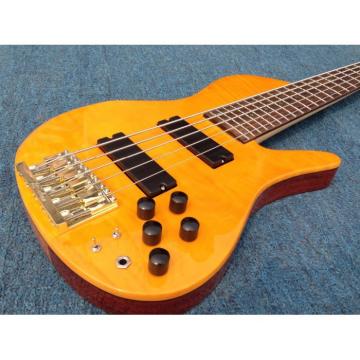 Custom YLW Fordera Palisander Body Active Pickups 5 String Solid Flame Maple Top Bass