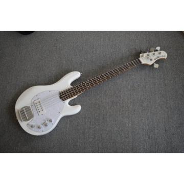 Custom White Music Man Sting Ray 5 Bass 9 V Battery Passive Pickups