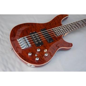 Custom Shop EMG PRS SE 5 String Bass Brown Quilted Maple Top