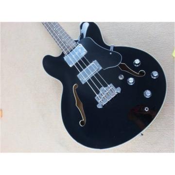 Custom Shop Black Midtown Standard 4 String Fhole Semi Hollow Bass