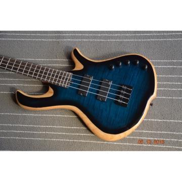 Custom Built Blue Flame Maple Top 4 String Bass