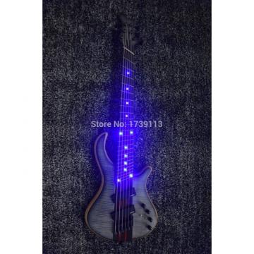 Custom Built LED Light Fretboard Gray Flame Maple Top Patriot 6 String Electric Bass