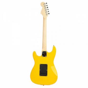 ST Black Pickguard Electric Guitar Yellow with Amplifier Bag Strap Tool Pick
