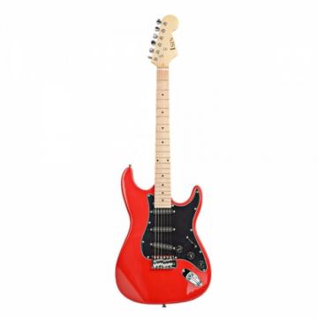 ST Black Pickguard Electric Guitar Red with Amplifier Bag Strap Tool Pick