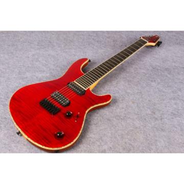 Custom Built Mayones Regius 7 String Electric Guitar Tiger Maple Red