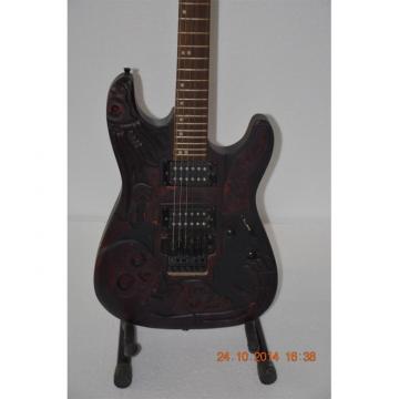 Custom Shop Black Machine Skull Emo 6 String Gear 4 Music Vintage Carved Electric Guitar