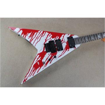 Custom Shop Blood Spatter Authorized EMG Pickups Dan Jacobs Flying V ESP Guitar