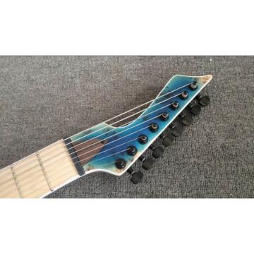 Custom Shop Black Machine 8 String Transparent Blue Maple Fretboard Guitar