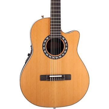 Ovation Elite AX Mid-Depth Cutaway Acoustic-Electric Nylon String Guitar Natural