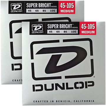 Dunlop Super Bright Nickel Medium 4-String Bass Guitar Strings (4-105) 2-Pack