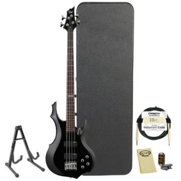 ESP LTD F-104-BLK Black 4-String Electric Bass w/ Accessories &amp; Hard Case