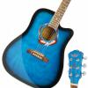 Beginner 41&quot; Cutaway Folk Acoustic Wooden Guitar Blue #1 small image