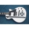 Custom Made ESP Metallica James Hetfield Iron Cross  Snow White w/ Stripes Graphic Electric Guitar