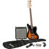 Squier Affinity Series Jaguar Bass SS Pack with Fender Rumble 15W Bass Combo Amp Brown Sunburst