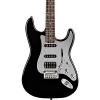 Squier Black and Chrome Fat Strat Electric Guitar Black Rosewood Fretboard
