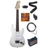 Squier by Fender Mini Strat Electric Guitar Bundle with Amplifier, Cable, Tuner, Strap, Picks, Austin Bazaar Instructional DVD, and Polishing Cloth - Arctic White #1 small image