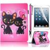 Wallet Case for iPad 6, Bonice Premium Colorful Painted Pattern Leather Stand Folio Wallet Case Magnetic Snap with Card Slots Shockproof Protective Cover for iPad Air 2 2th Generation - Two Cats #1 small image