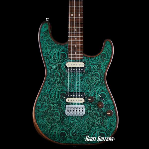 Custom Walla Walla Guitar Seeker Pro Laser Turquoise Paisley Strat Guitar Stratocaster #1 image