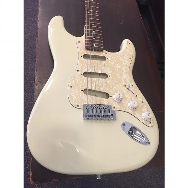 Custom Squier By Fender Strat Bullet Yellowed White #1 image