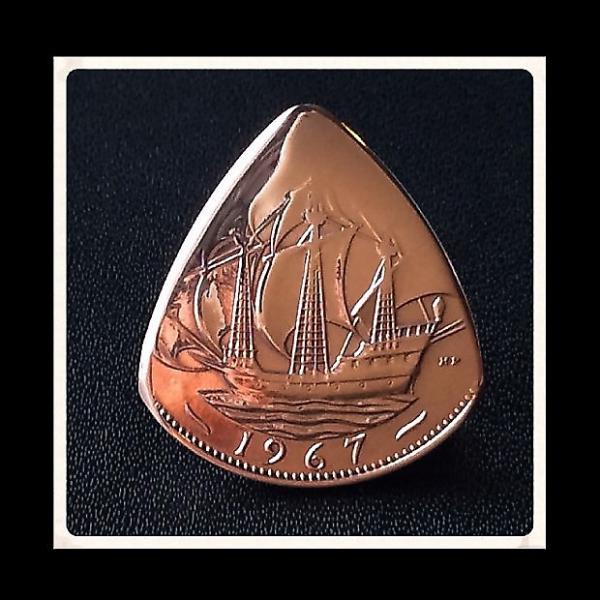 Custom Four Pack. British 1967 HalfPenny Guitar Plectrums.  50th Birthday / Anniversary Save almost £6.00 #1 image