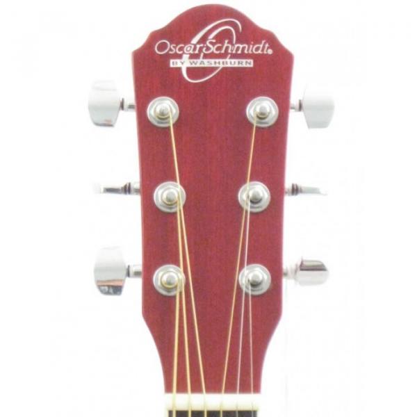 Oscar Schmidt OG10CEFTR Flame Transparent Red Electric Acoustic Guitar #5 image
