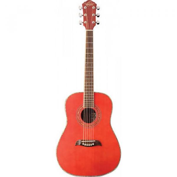 Oscar Schmidt OG1/TR Transparent Red 3/4 Size Acoustic Guitar #1 image