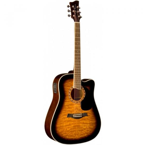 Jay Turser JTA454-QCET Series Acoustic Guitar Tobacco Sunburst #1 image