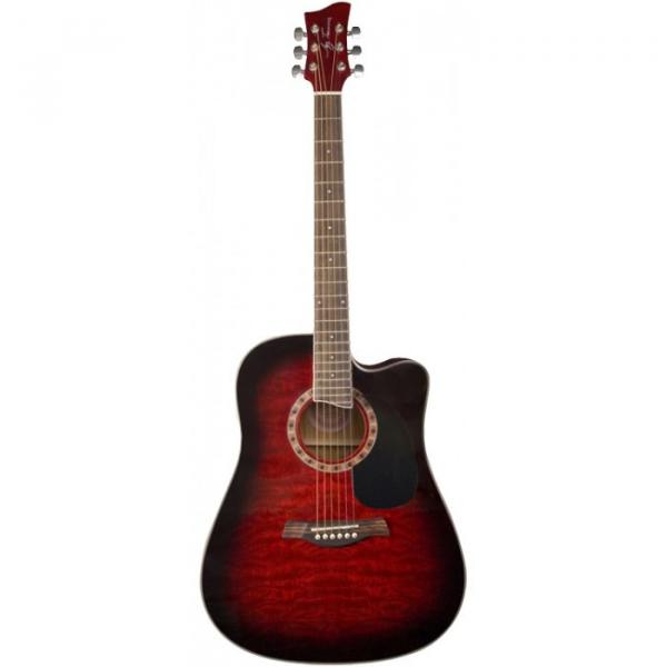Jay Turser JTA454-QCET Series Acoustic Guitar Red Sunburst #1 image