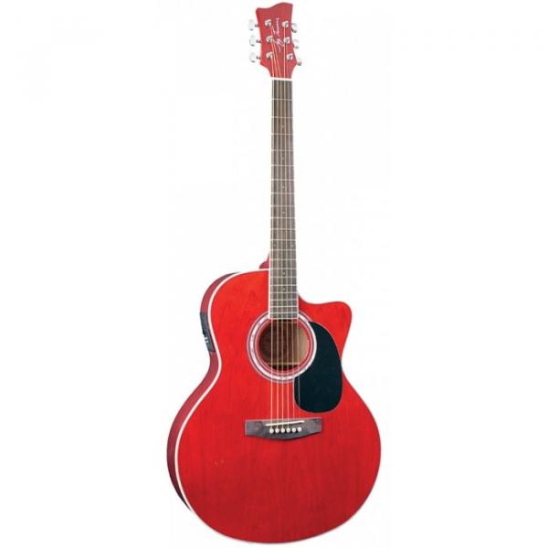 Jay Turser JTA444-CET Series Acoustic Guitar Trans Red #1 image