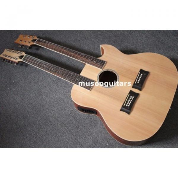 Custom Shop Natural Double Neck Acoustic Electric Guitar #1 image