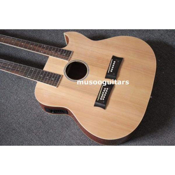 Custom Shop Natural Double Neck Acoustic Electric Guitar #5 image