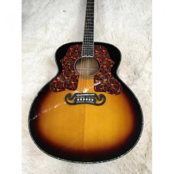 Custom Shop J200 6 Strings Sunburst Burst Acoustic Guitar Real Abalone #1 image