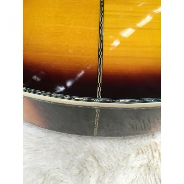 Custom Shop J200 6 Strings Sunburst Burst Acoustic Guitar Real Abalone #2 image