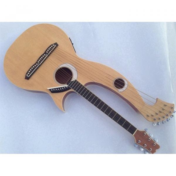 Custom Shop 6 6 8 String Acoustic Electric Double Neck Harp Guitar #1 image