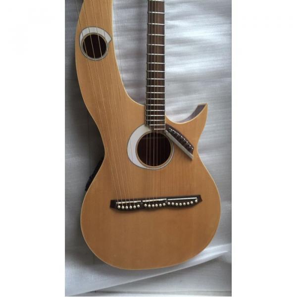 Custom Built Natural Double Neck Harp Acoustic Guitar #3 image