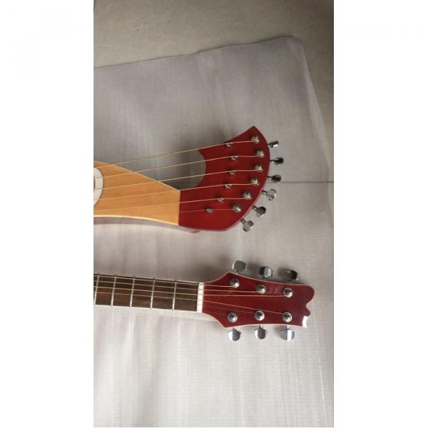Custom Built Natural Double Neck Harp Acoustic Guitar #4 image