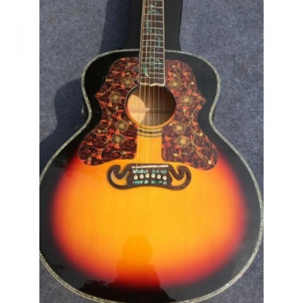 Custom J200 6 Strings Sunset Burst Acoustic Guitar Real Abalone #1 image
