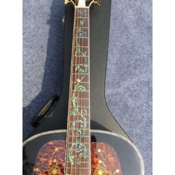 Custom J200 6 Strings Sunburst Burst Acoustic Guitar Real Abalone #4 image