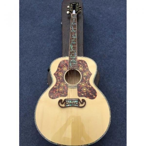 Custom J200 6 Strings Natural Acoustic Guitar Real Abalone #4 image