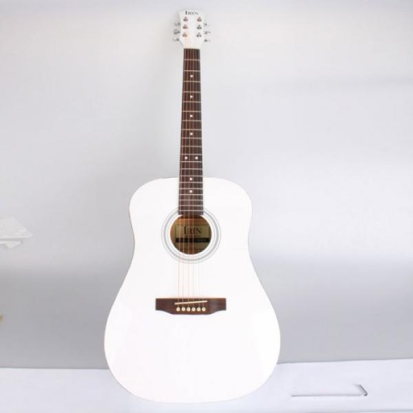 Beginner 41&quot; Folk Acoustic Wooden Guitar White #1 image