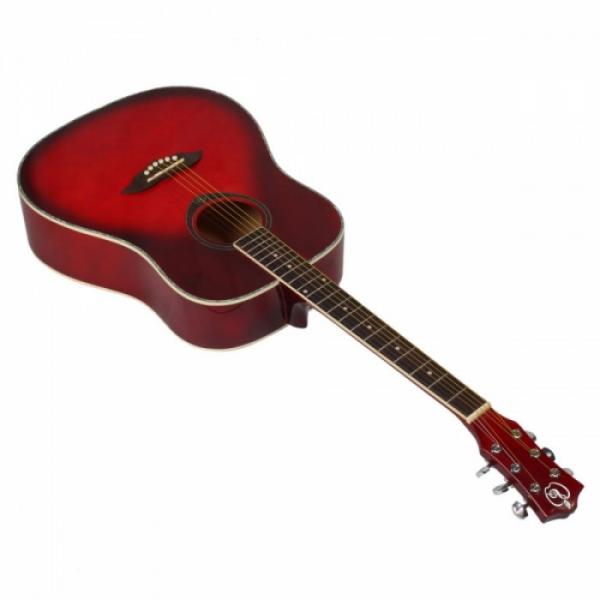 Beginner 41&quot; Folk Acoustic Wooden Guitar Red #5 image