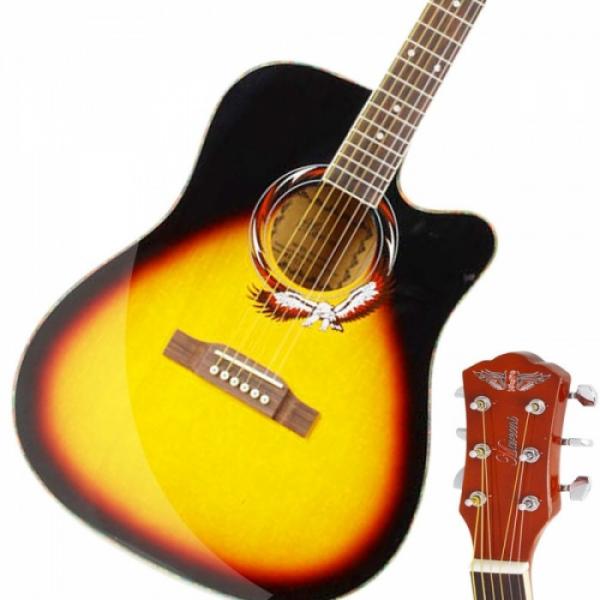 Beginner 41&quot; Cutaway Folk Acoustic Wooden Guitar Sunset Red #1 image