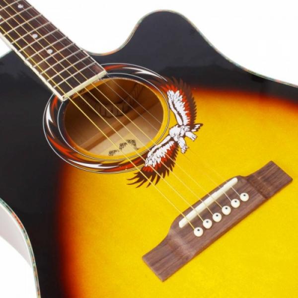 Beginner 41&quot; Cutaway Folk Acoustic Wooden Guitar Sunset Red #2 image